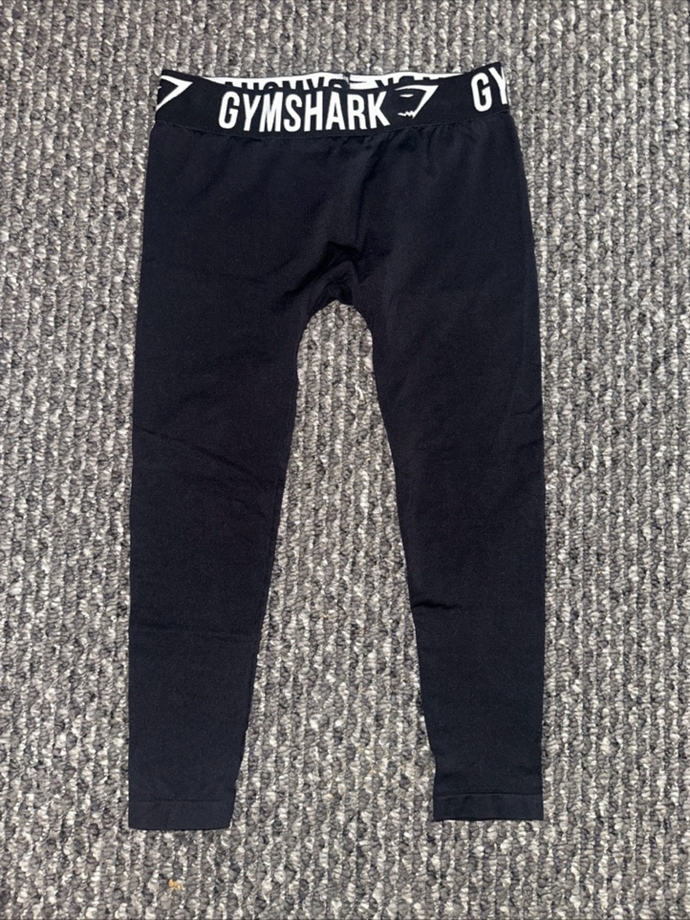 Gymshark Black Leggings with White Branded Waistband